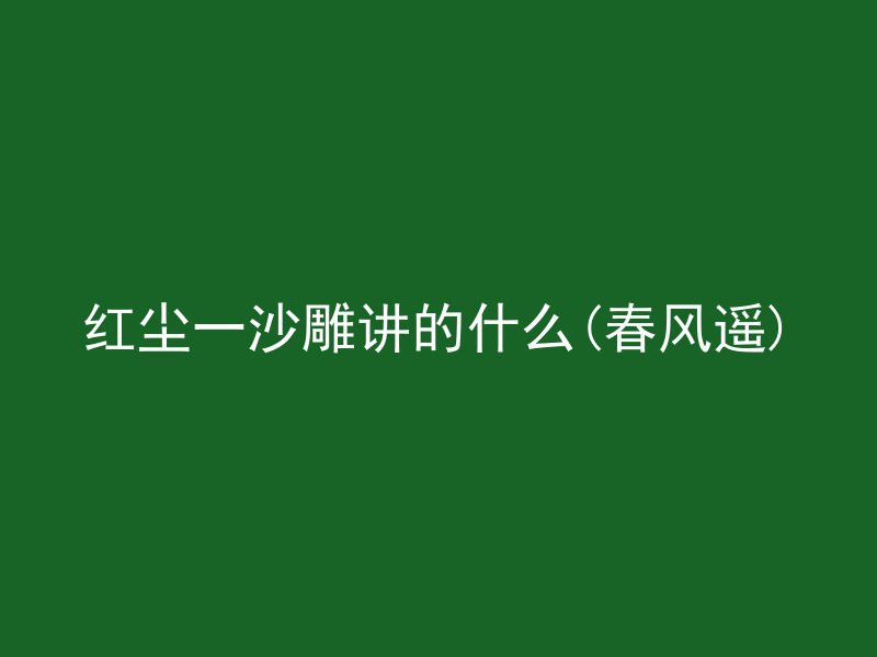 红尘一沙雕讲的什么(春风遥)