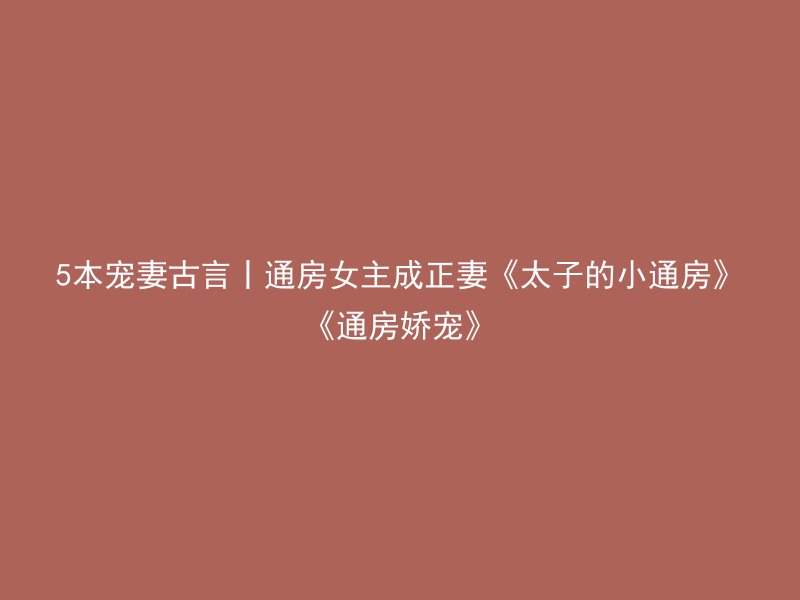 5本宠妻古言丨通房女主成正妻《太子的小通房》《通房娇宠》